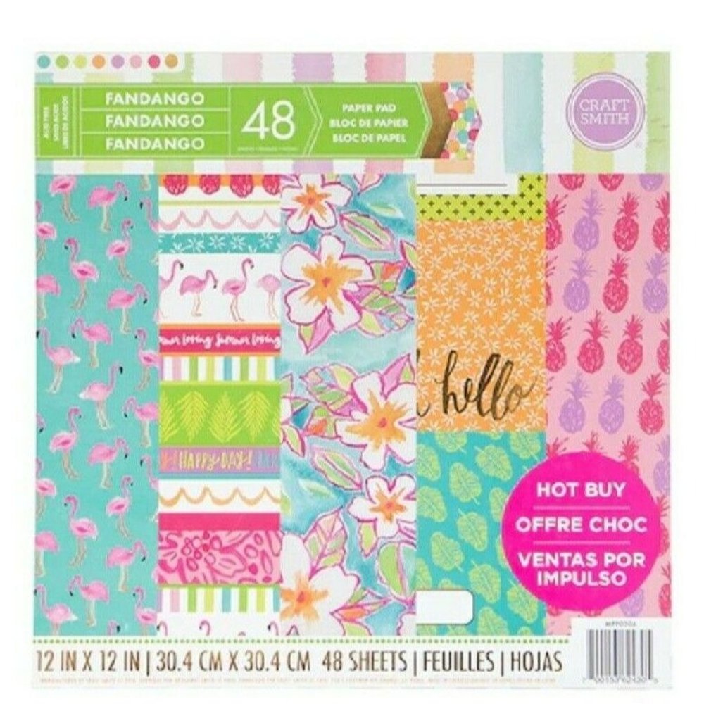 Craft Smith- Paper Pad, Fandango - 12" x 12" -48 paper sheet Acid free